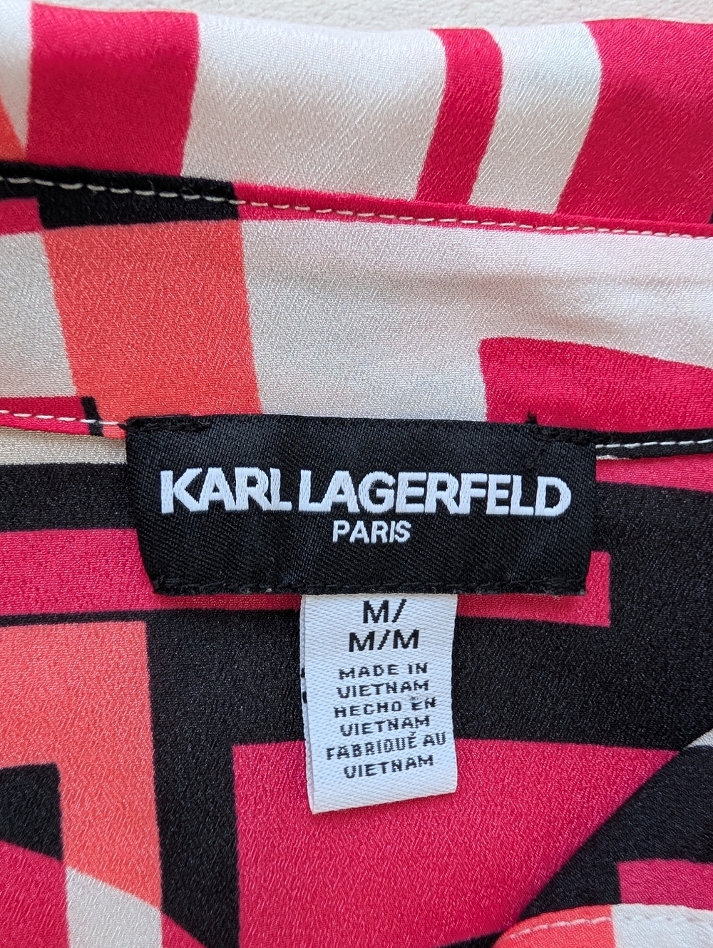 Karl Lagerfeld Women's Blouse Abstract Print Button Up Size M - Picture 6 of 17